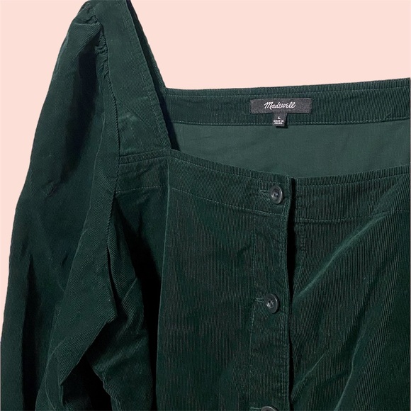 Madewell Embroidered Eyelet Corduroy Tie-Sleeve Top in Green - Picture 3 of 5